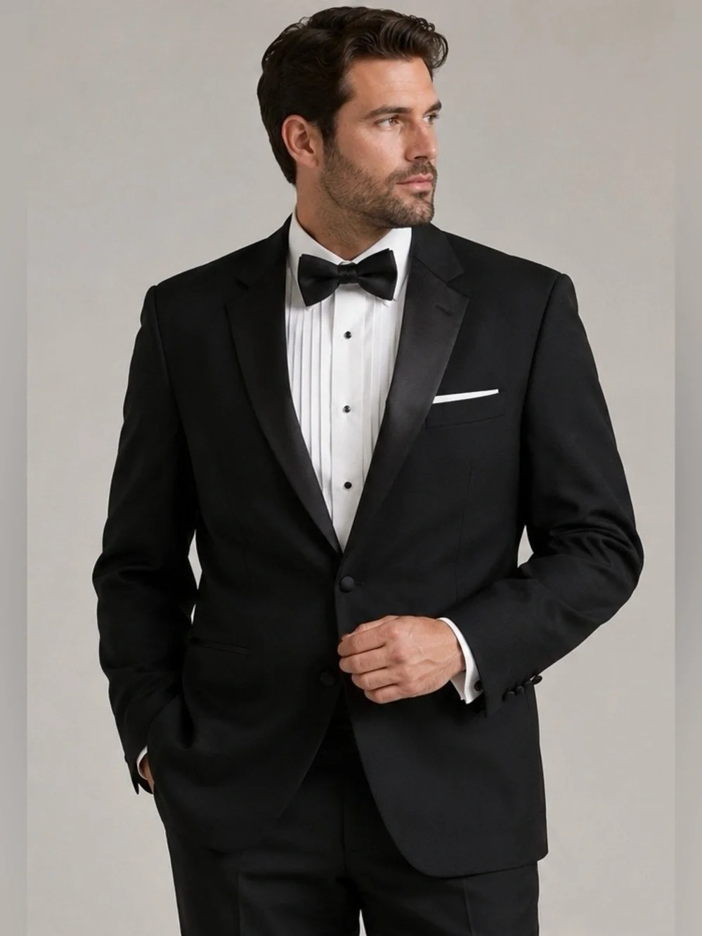 Peerless Men’s Black Wool Tuxedo Jacket 42XL Satin Lapel Formal Prom Wedding